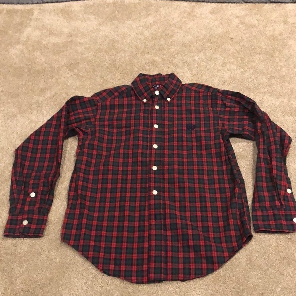 𝅺CHAPS boys long  sleeve button down shirt size small .